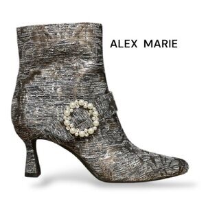Alex Marie Metallic Heeled Boots with Pearl Detail